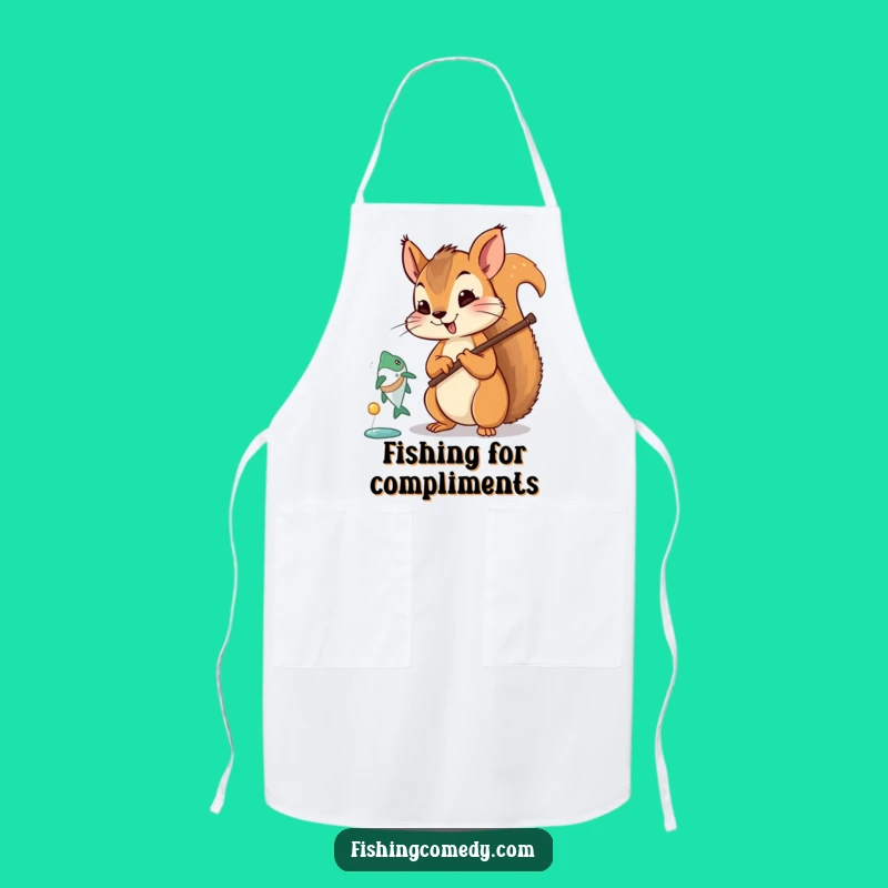 Funny Squirrel Fishing Apron: Chef's Catch Cartoon Bib, Perfect Practical Funny Gift