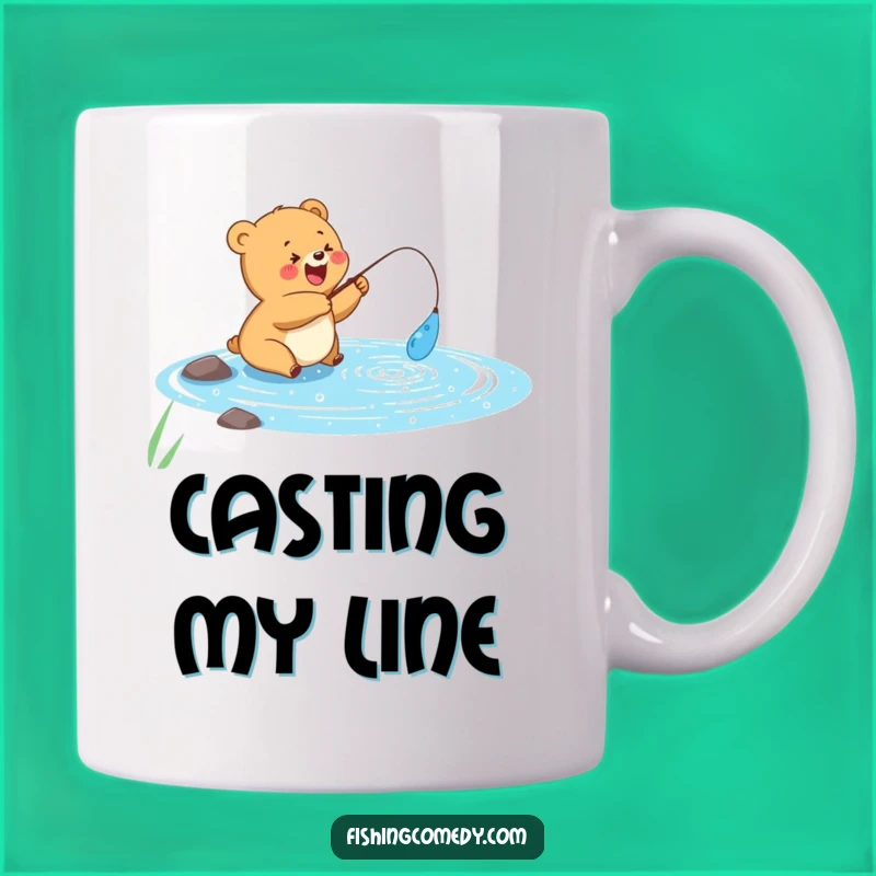 Funny Bear Cub Fishing Mug: Happy Angler, Perfect Outdoors Gift