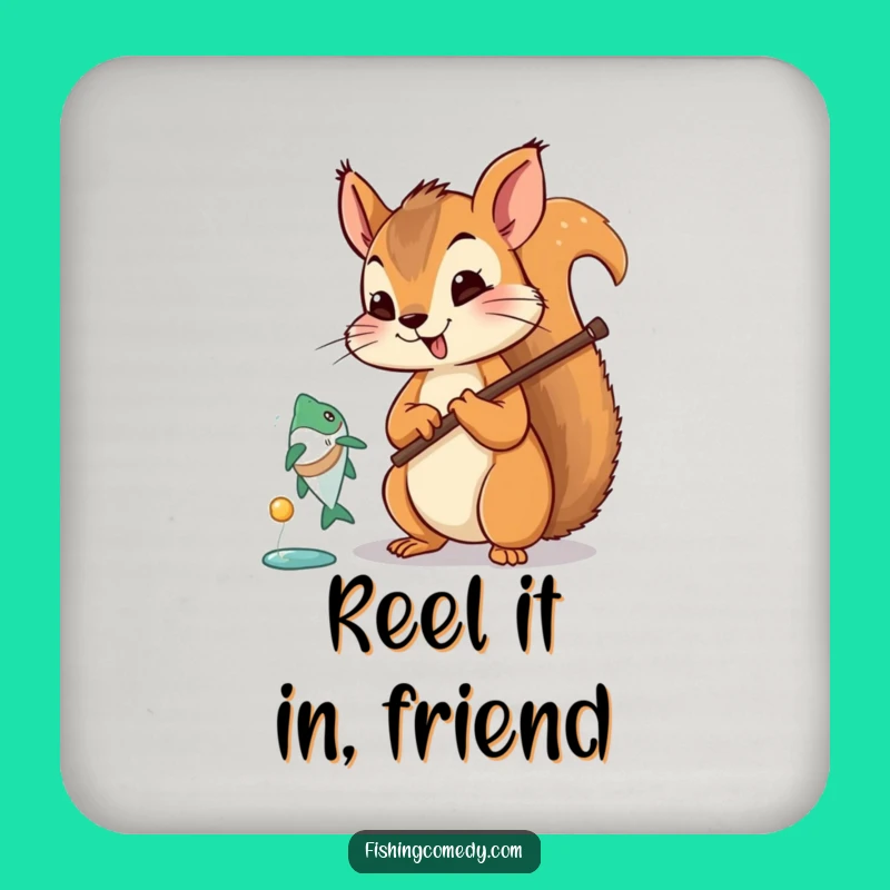 Funny Squirrel Fishing Coaster Set: Protect Surfaces Joyfully, Quirky Funny Gift