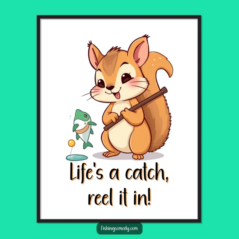 Free Printable Funny Squirrel Fishing Wall Art - Hilarious Downloadable Decor for Your Home!