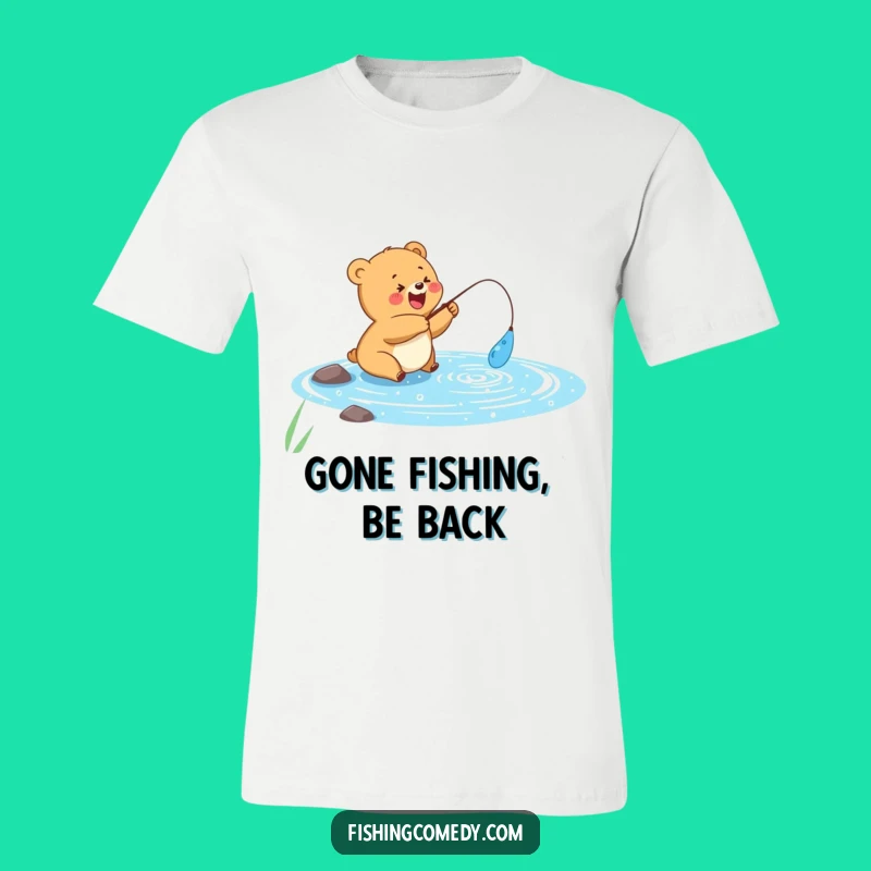 Funny Bear Cub T-Shirt: Happy Angler, Perfect Fishing Gift Tee
